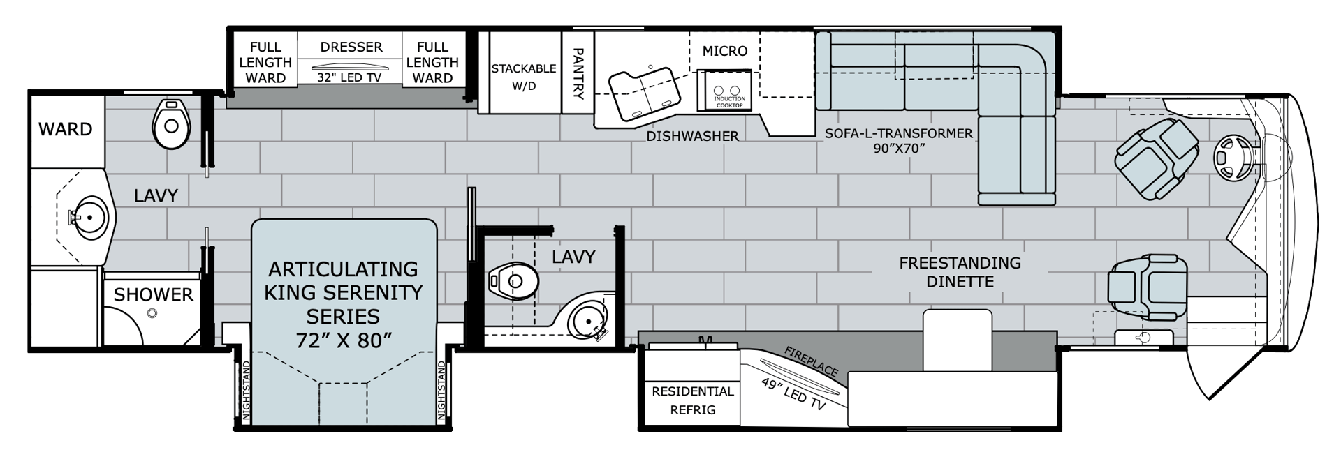 2018 Holiday Rambler Endeavor 40D - Floor plan