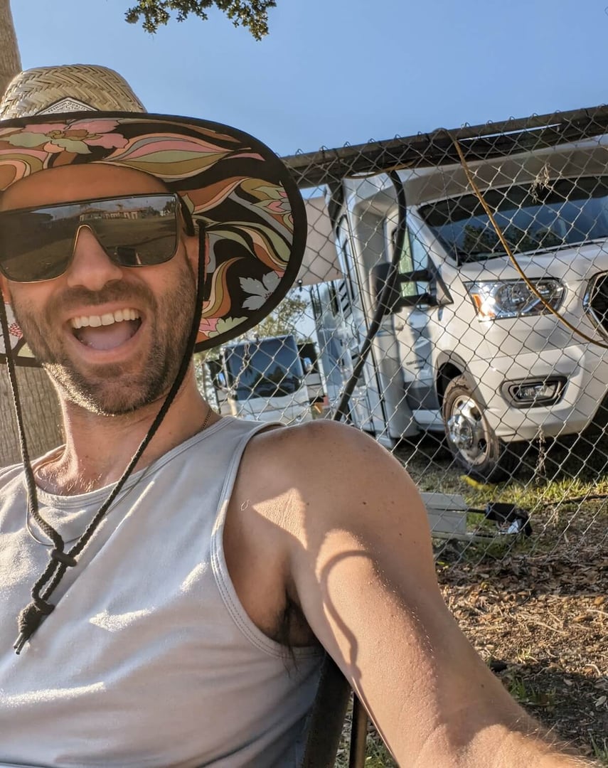 Getting some sun outside the RV