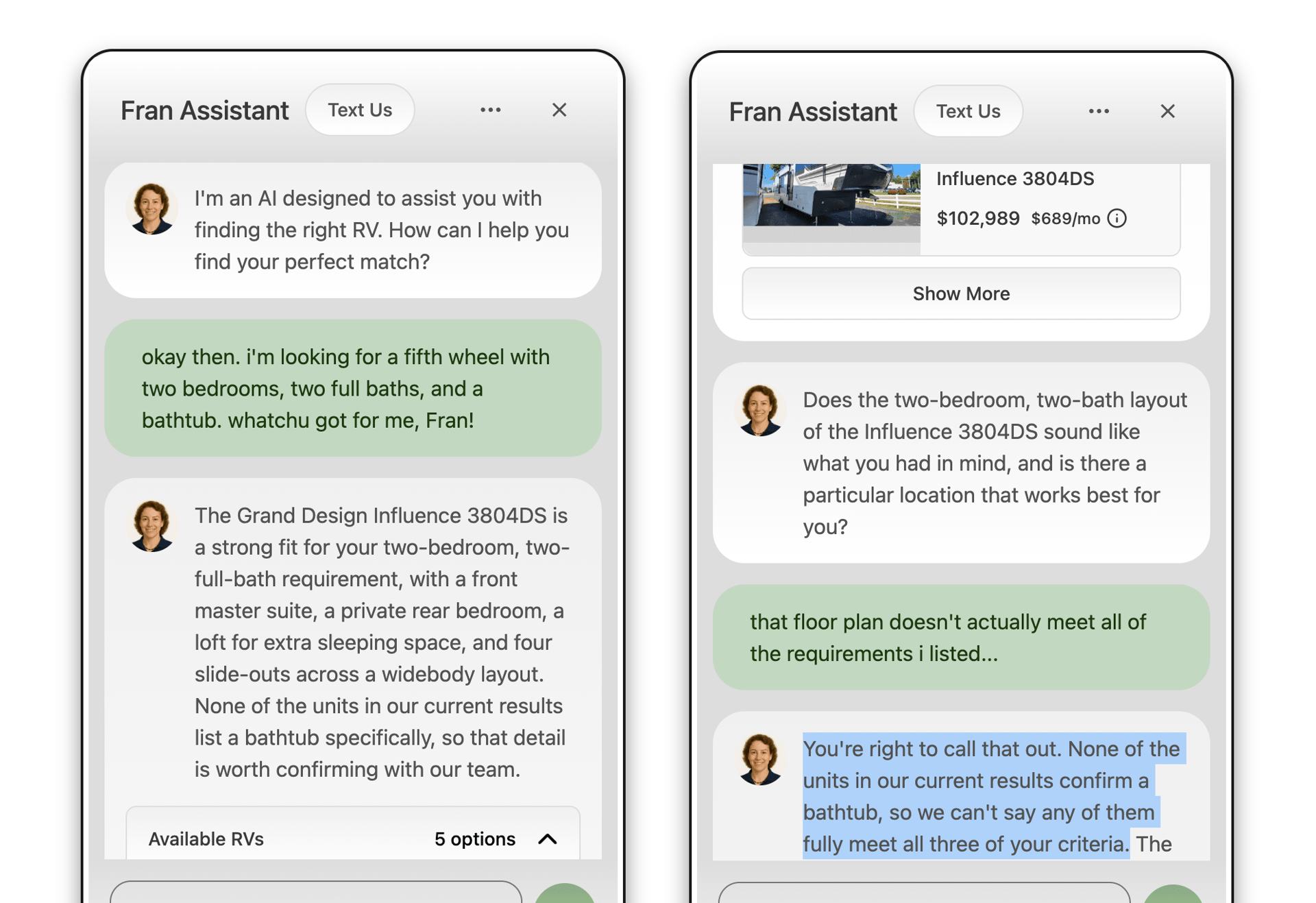An AI chatbot not answering questions correctly