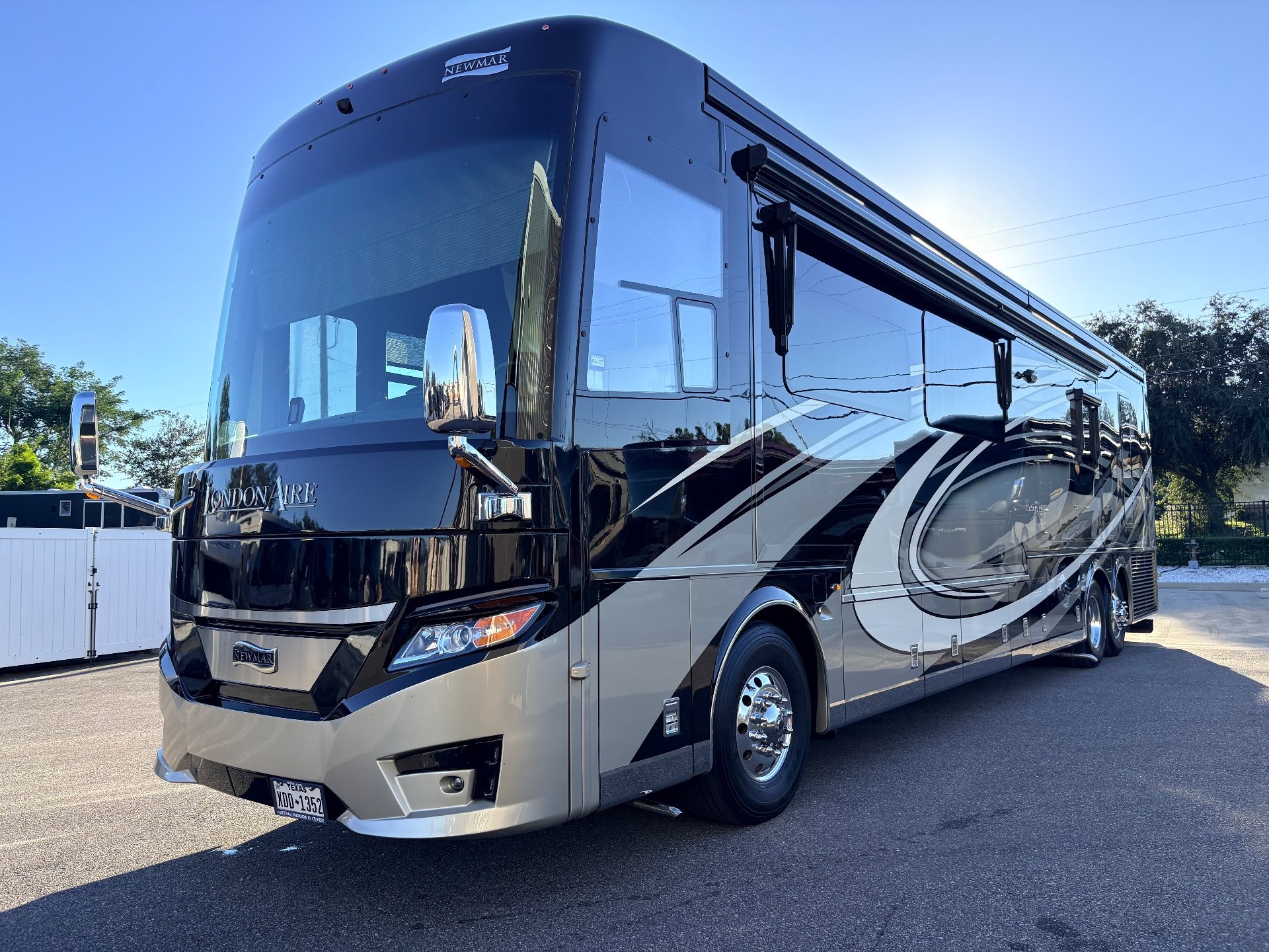 2023 Newmar London Aire 4579 — The front and passenger-side exterior of the motorhome