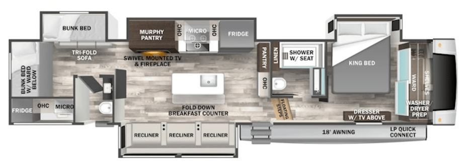 Forest River Cedar Creek 375BHO floor plan