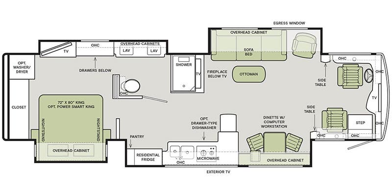 2016 Tiffin Allegro Bus 37 AP - Floor plan