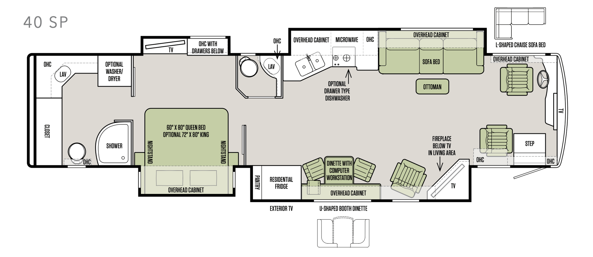 2018 Tiffin Allegro Bus 40SP - Floor plan