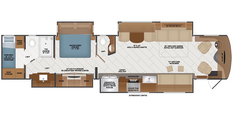 2022 Fleetwood Discovery LXE 44B - Floor plan