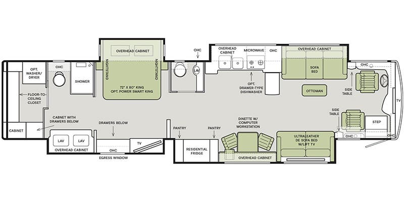 2017 Tiffin Allegro Bus 45 OPP - Floor plan