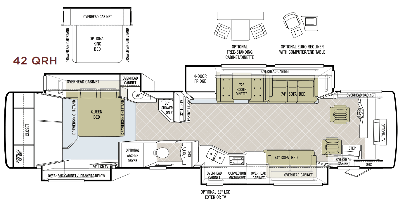 2008 Tiffin Phaeton 42QRH - Floor plan