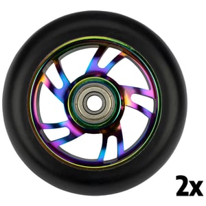 52LL - Stuntstep Wielen Set • Spoked Alu Neo Chrome •