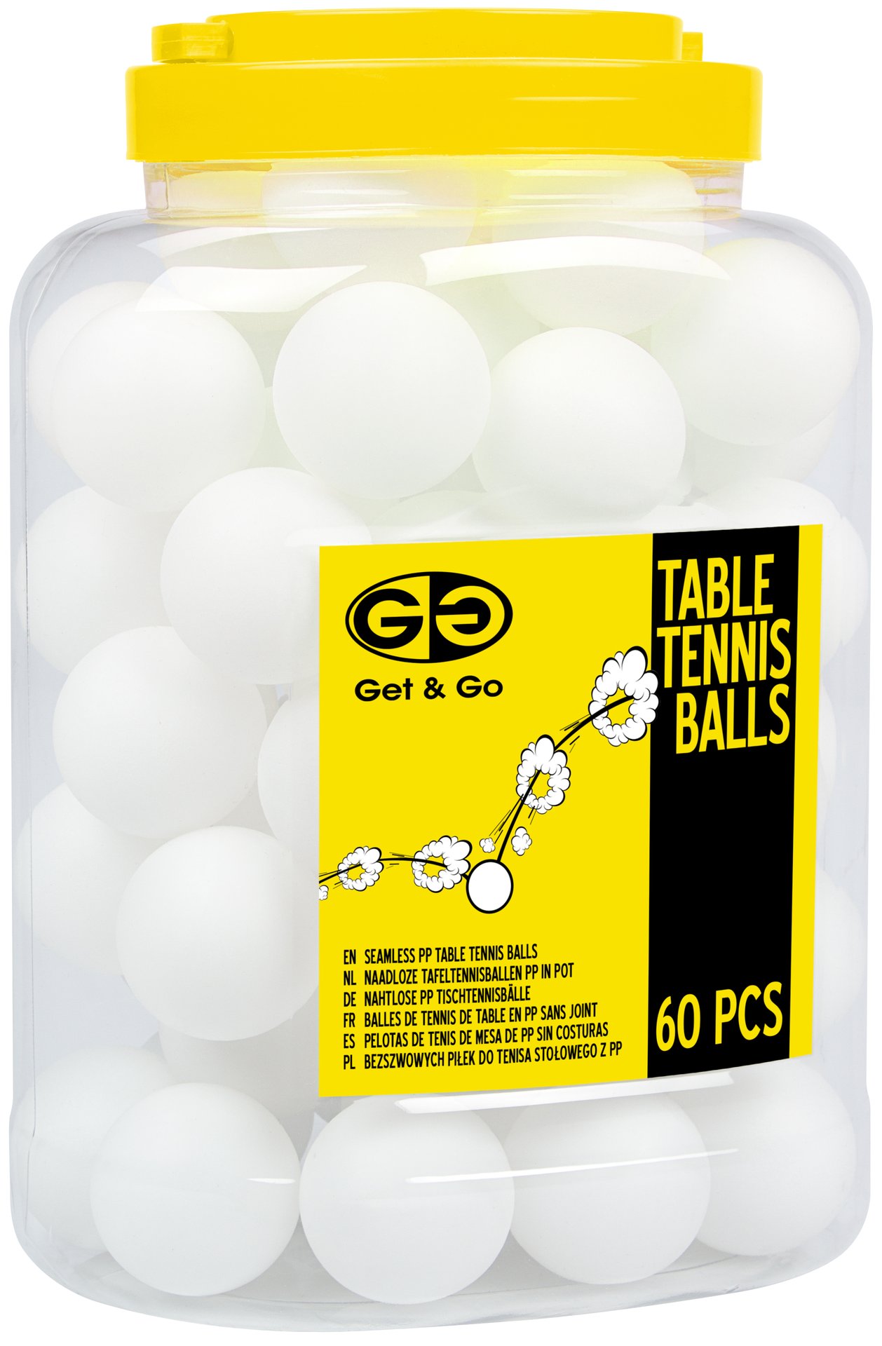 Tafeltennisballen PP in Pot • 60 Stuks •