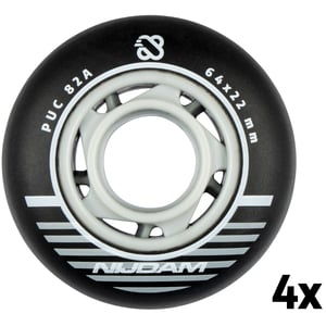 N70FA01 - Inline Skate Wheel Set - 64x24 mm - 4pcs - Black