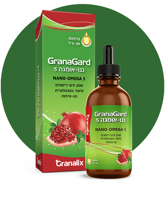 גרנה גארד בטיפות - קופסה ובקבוק עם רקע ירוק