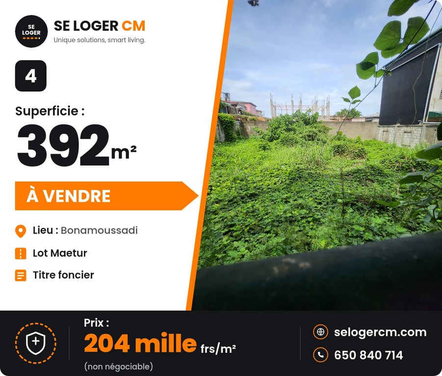 Terrain à vendre à Bonamoussadi près Lot Maetur