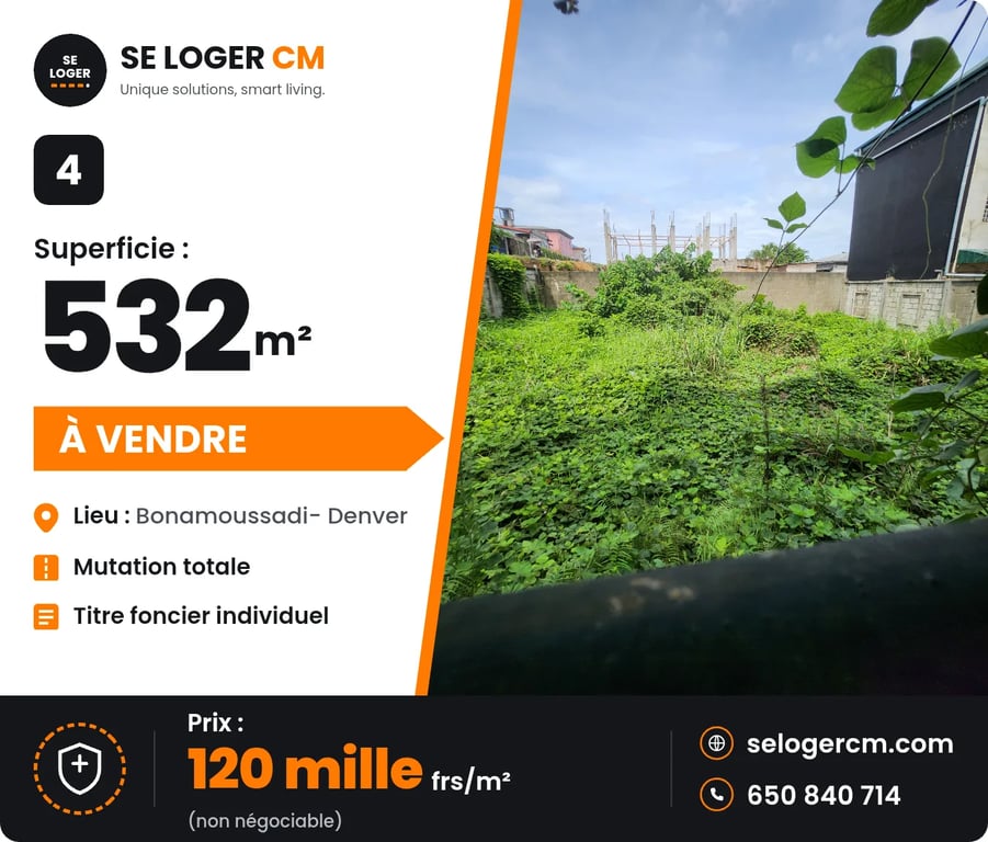 Terrain à vendre à Bonamoussadi près de Denver