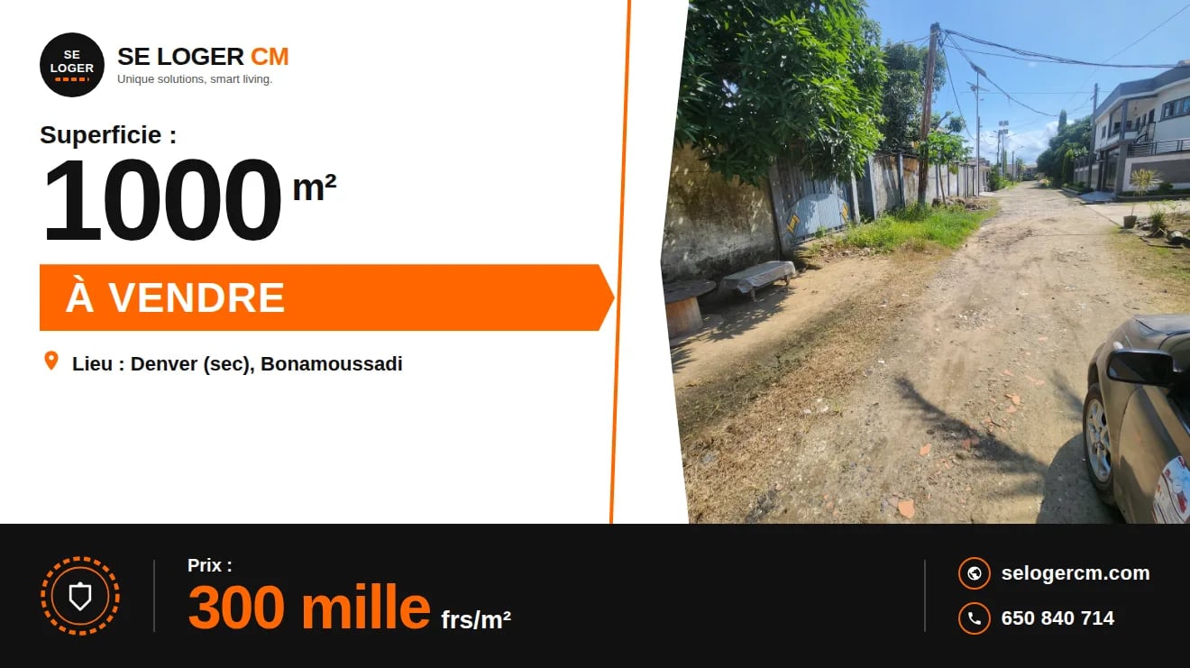 Parcelle de 1000m² clôturée à vendre à Bonamoussadi