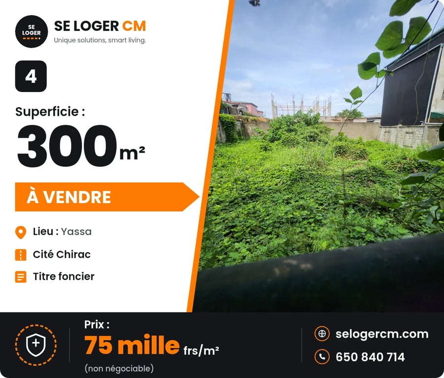 Terrain à vendre à Yassa près Cité Chirac, 22,5M