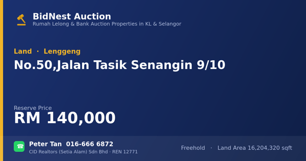 Tanah · No. 50, Jalan Tasik Senangin 9/10