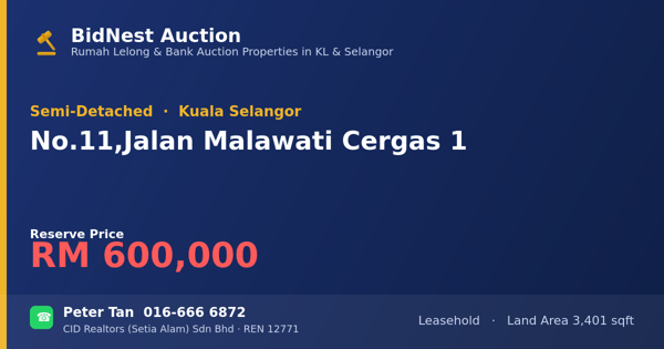 Semi-D · No. 11, Jalan Malawati Cergas 1