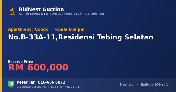 Apartmen / Kondo · No. B-33A-11, Residensi Tebing Selatan