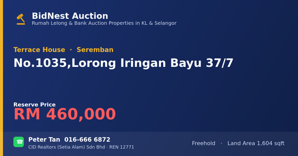 Terrace House · No. 1035, Lorong Iringan Bayu 37/7
