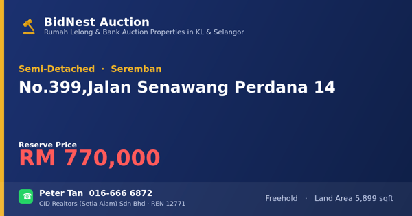 Semi-Detached · No. 399, Jalan Senawang Perdana 14