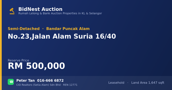 Semi-D · No. 23, Jalan Alam Suria 16/40