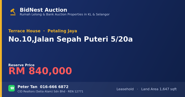 Terrace House · No. 10, Jalan Sepah Puteri 5/20a