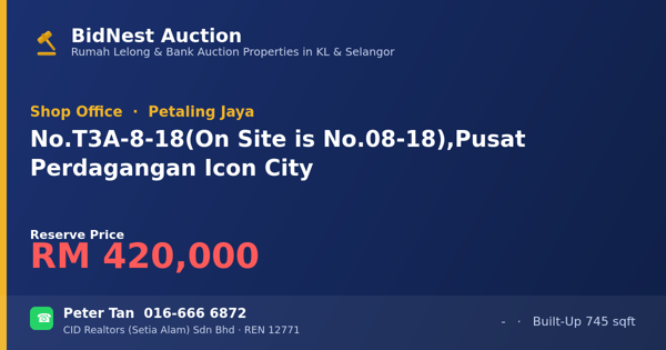 店屋 · No. T3A-8-18 (On Site is No. 08-18), Pusat Perdagangan Icon City