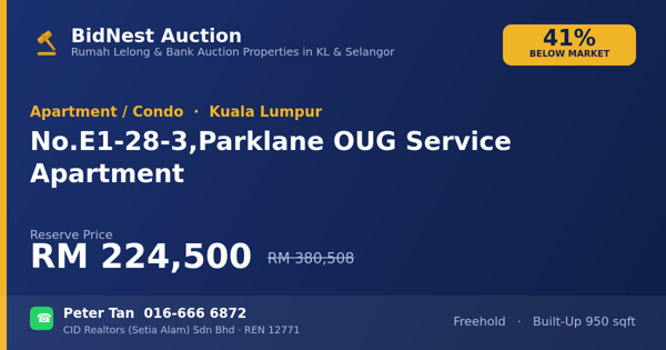Apartmen / Kondo · No. E1-28-3, Parklane OUG Service Apartment