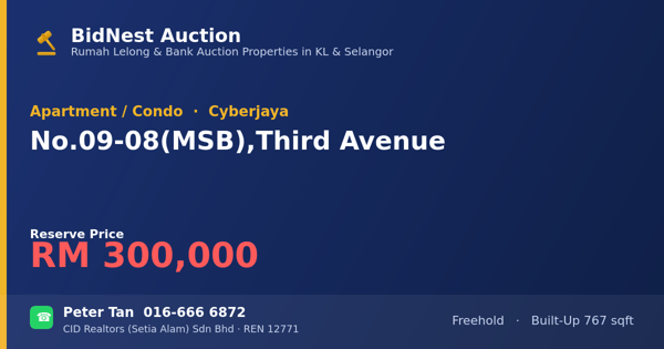Apartment / Condo · No. 09-08 (MSB), Third Avenue