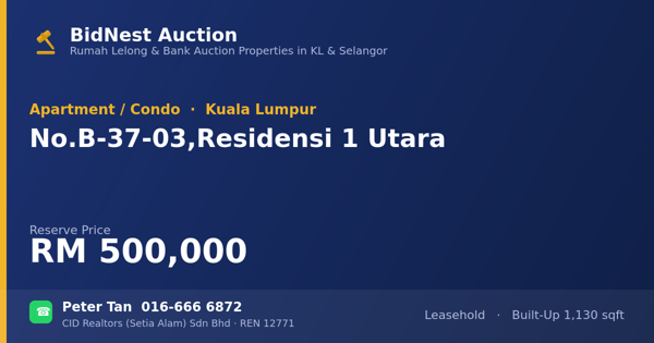 Apartmen / Kondo · No. B-37-03, Residensi 1 Utara