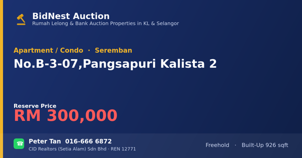 Apartment / Condo · No. B-3-07, Pangsapuri Kalista 2