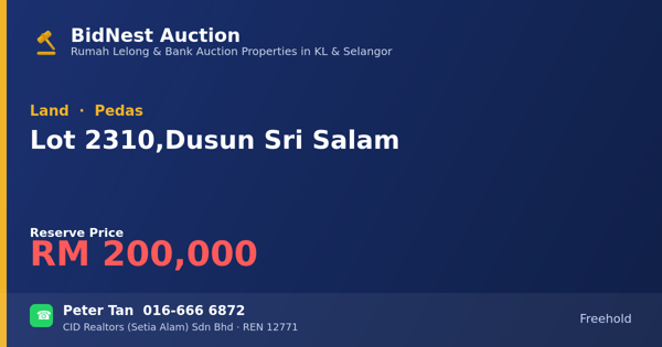 Land · Lot 2310, Dusun Sri Salam