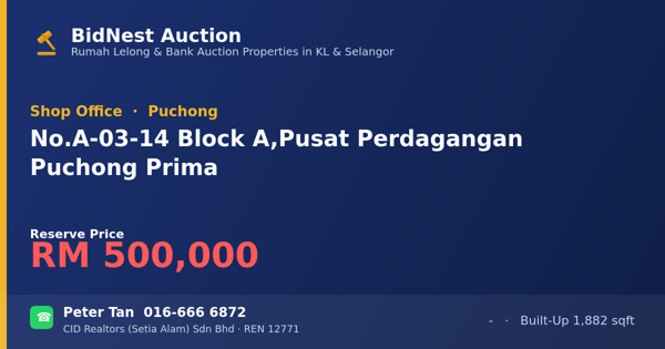 Shop Office · No.A-03-14 Block A, Pusat Perdagangan Puchong Prima