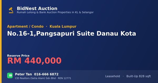 Apartment / Condo · No. 16-1, Pangsapuri Suite Danau Kota