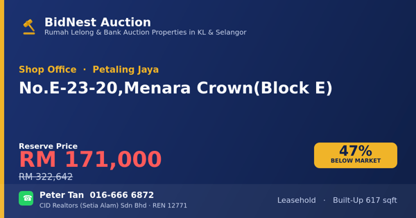 Shop Office · No. E-23-20, Menara Crown (Block E)