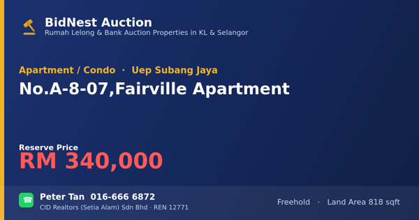 Apartment / Condo · No. A-8-07, Fairville Apartment