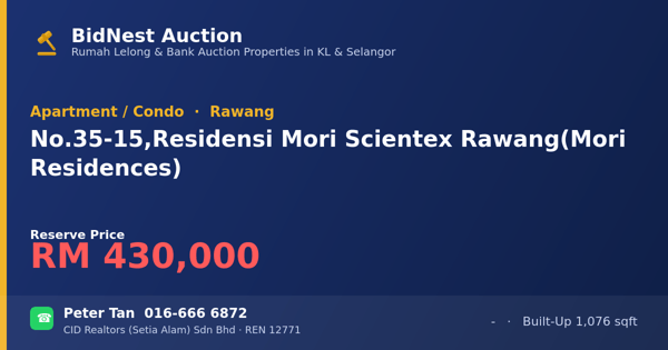 Apartmen / Kondo · No. 35-15, Residensi Mori Scientex Rawang (Mori Residences)