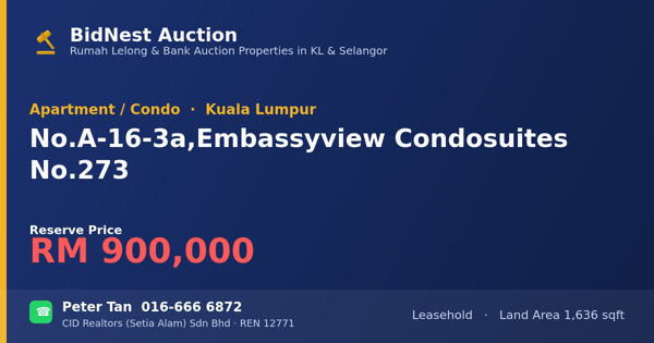 Apartment / Condo · No. A-16-3a, Embassyview Condosuites No.273