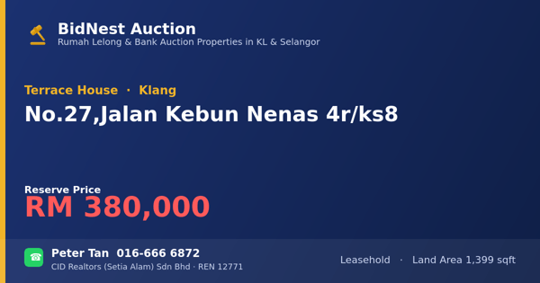 Terrace House · No. 27, Jalan Kebun Nenas 4r/ks8