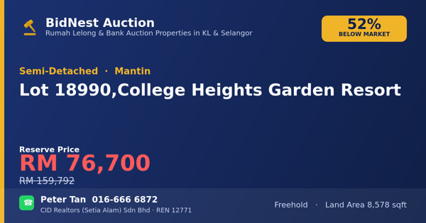 Semi-D · Lot 18990, College Heights Garden Resort