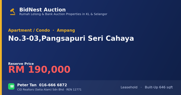 Apartment / Condo · No. 3-03, Pangsapuri Seri Cahaya