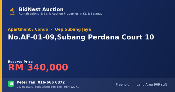 公寓 · No. AF-01-09, Subang Perdana Court 10