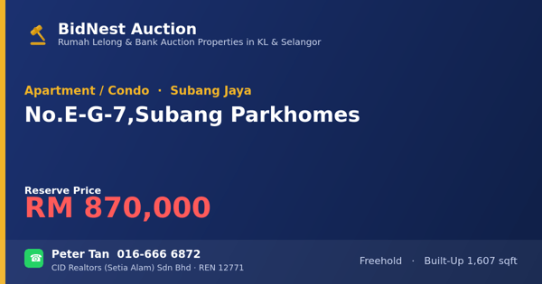 Apartment / Condo · No. E-G-7, Subang Parkhomes