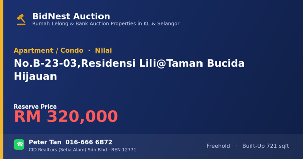 Apartmen / Kondo · No. B-23-03, Residensi Lili @ Taman Bucida Hijauan