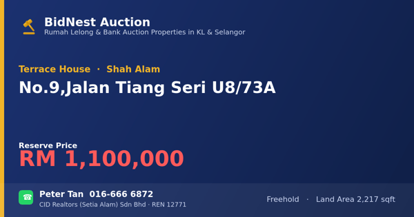 Terrace House · No. 9, Jalan Tiang Seri U8/73A