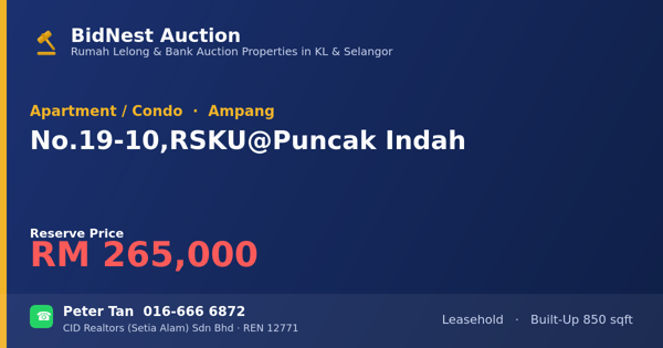 Apartmen / Kondo · No. 19-10, RSKU @ Puncak Indah