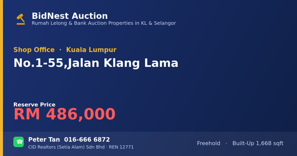 Shop Office · No. 1-55, Jalan Klang Lama