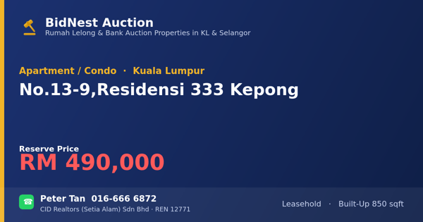 Apartment / Condo · No. 13-9, Residensi 333 Kepong