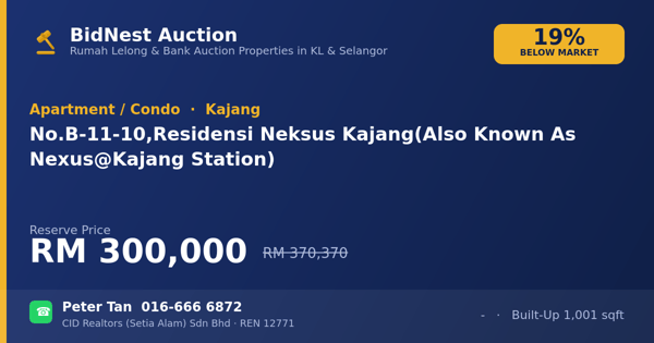 Apartmen / Kondo · No. B-11-10, Residensi Neksus Kajang (Also Known As Nexus@Kajang Station)