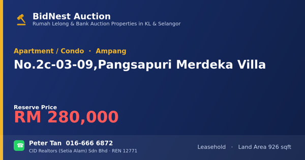 Apartmen / Kondo · No. 2c-03-09, Pangsapuri Merdeka Villa