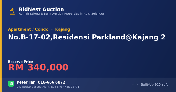 Apartment / Condo · No. B-17-02, Residensi Parkland @ Kajang 2